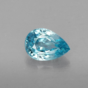 Zircone naturale blu da 1,08 ct, taglio a pera, VVS-VS