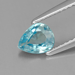 Zircone naturale blu da 0,78 ct, taglio a pera, IF