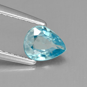 Zircone naturale blu da 0,78 ct, taglio a pera, IF