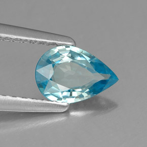 Zircone naturale blu da 0,69 ct, taglio a pera, VVS