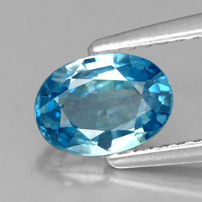 Zircone naturale blu da 1,36 ct, taglio ovale, VS