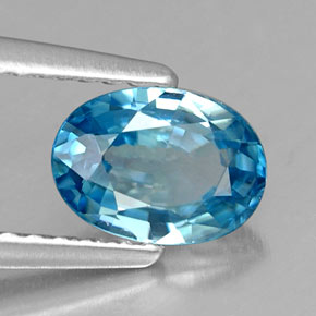 Zircone naturale blu da 1,36 ct, taglio ovale, VS
