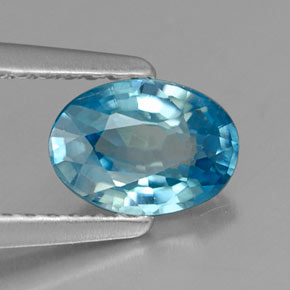Zircone naturale blu da 1,13 ct, taglio ovale, VS
