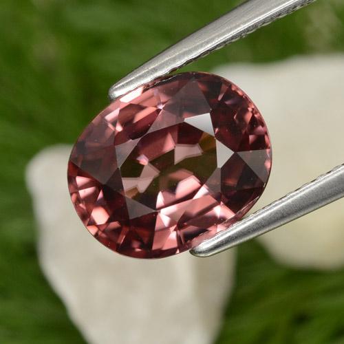 Zircone naturale rosso da 4,42 ct, taglio ovale, VVS