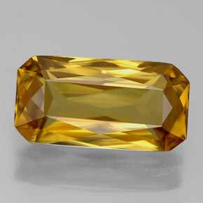 Zircone naturale giallo da 6,66 ct, taglio smeraldo, VVS
