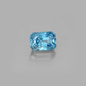 Zircone naturale blu da 0,36 ct, taglio smeraldo, VS