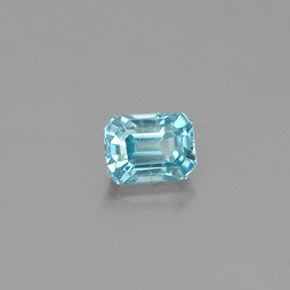 Zircone naturale blu da 0,41 ct, taglio smeraldo, VS