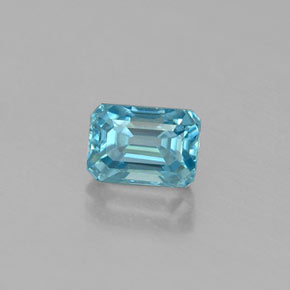 Zircone naturale blu da 0,67 ct, taglio smeraldo, VS
