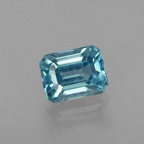 Zircone naturale blu da 0,41 ct, taglio smeraldo, VVS-VS