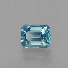 Zircone naturale blu da 0,41 ct, taglio smeraldo, VVS-VS
