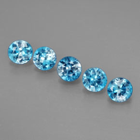 Zircone naturale blu da  ct, taglio rotondo, VS