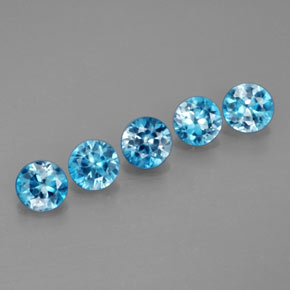 Zircone naturale blu da  ct, taglio rotondo, VS