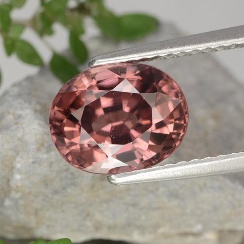 Zircone naturale rosa da 3,46 ct, taglio ovale, VVS