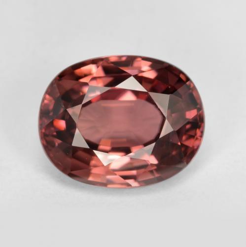 Zircone naturale rosso da 3,14 ct, taglio ovale, VVS