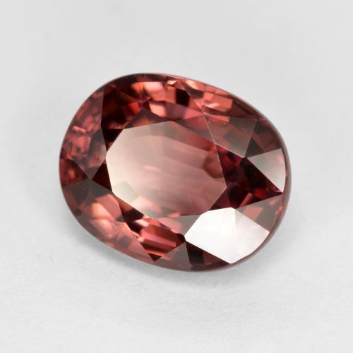 Zircone naturale rosso da 3,14 ct, taglio ovale, VVS