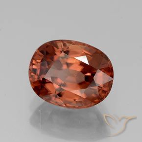 Zircone Rosso medio naturale da 3.38 ct, Ovale, VVS