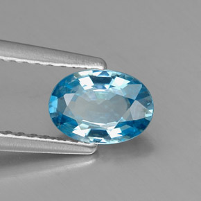 Zircone naturale blu da 1,04 ct, taglio ovale, VVS