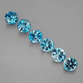 Zircone naturale blu da  ct, taglio rotondo, VVS-VS