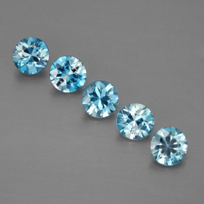 Zircone naturale blu da  ct, taglio rotondo, VVS-VS