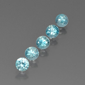 Zircone naturale blu da  ct, taglio rotondo, VVS