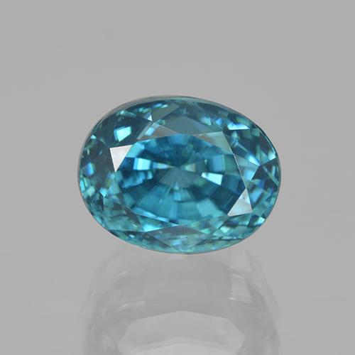 Zircone naturale turchese da 6,04 ct, taglio ovale, VVS