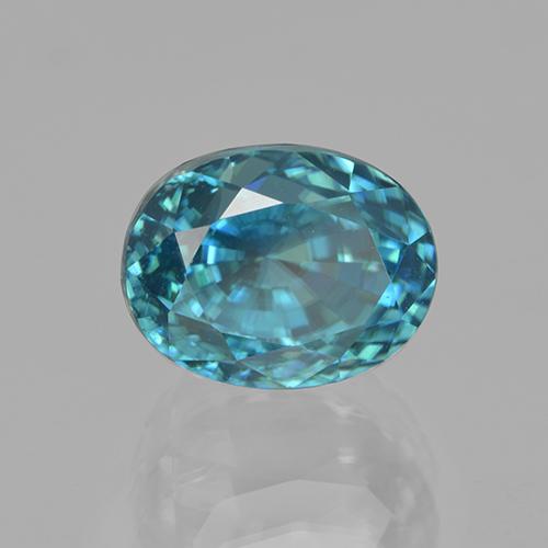 Zircone naturale turchese da 6,04 ct, taglio ovale, VVS