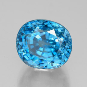 Zircone naturale blu da 7,38 ct, taglio ovale, VVS