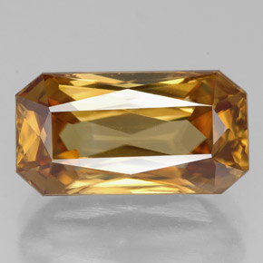 Zircone naturale giallo da 8,32 ct, taglio smeraldo, VVS