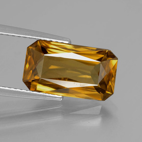 Zircone naturale giallo da 6,47 ct, taglio smeraldo, VVS