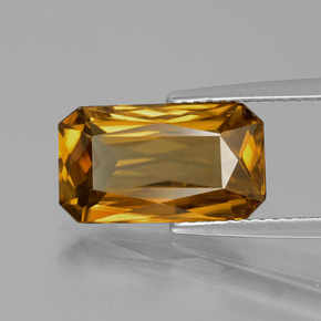 Zircone naturale giallo da 6,47 ct, taglio smeraldo, VVS