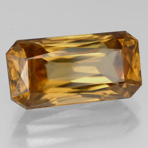 Zircone naturale oro da 8,12 ct, taglio smeraldo, VVS