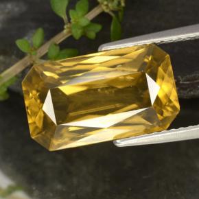 Zircone naturale oro da 9,67 ct, taglio smeraldo, VVS-VS