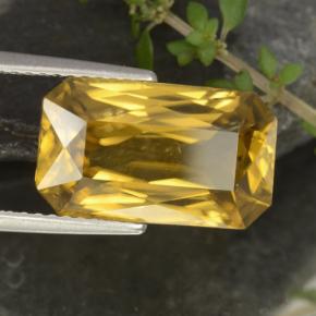 Zircone naturale oro da 9,67 ct, taglio smeraldo, VVS-VS