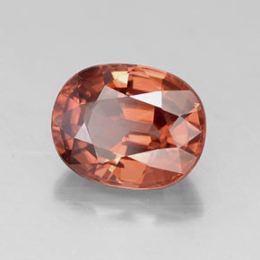 Zircone naturale rosso da 3,41 ct, taglio ovale, VVS