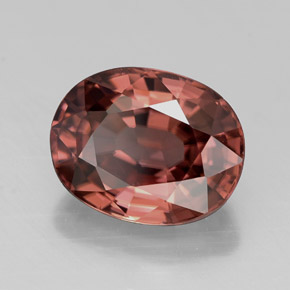 Zircone naturale rosso da 3,17 ct, taglio ovale, VVS