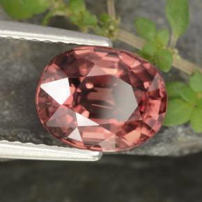 Zircone naturale rosso da 3,16 ct, taglio ovale, VS