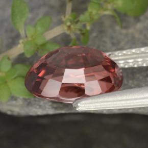 Zircone naturale rosso da 3,16 ct, taglio ovale, VS