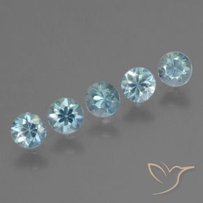 Gemme di Zircone Blu verdastro naturale da 2.47 ct, Rotondo, VVS-VS