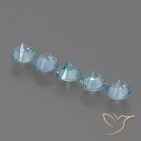 Gemme di Zircone Blu verdastro naturale da 2.47 ct, Rotondo, VVS-VS