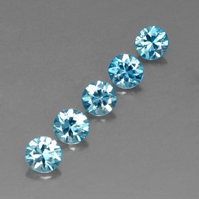 Zircone naturale blu da  ct, taglio rotondo, VVS-VS