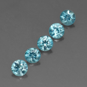Zircone naturale blu da  ct, taglio rotondo, VVS-VS