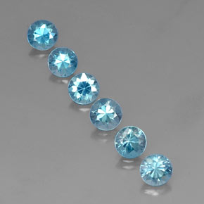 Zircone naturale blu da  ct, taglio rotondo, VVS