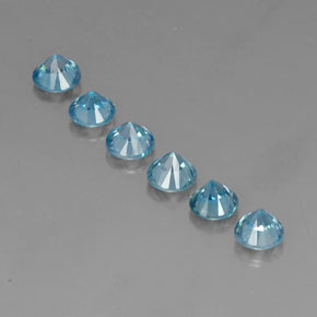 Zircone naturale blu da  ct, taglio rotondo, VVS