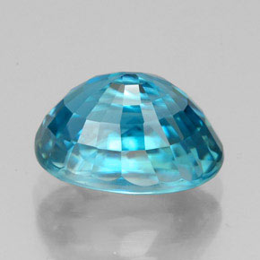 Zircone naturale blu da 5,47 ct, taglio ovale, IF