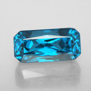 Zircone naturale blu da 7,48 ct, taglio smeraldo, IF