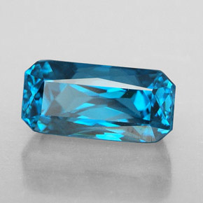 Zircone naturale blu da 7,48 ct, taglio smeraldo, IF