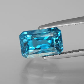 Zircone naturale blu da 9,03 ct, taglio smeraldo, VS