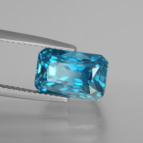 Zircone naturale blu da 9,03 ct, taglio smeraldo, VS