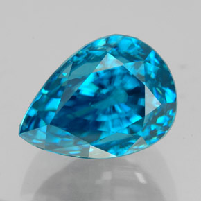 Zircone naturale blu da 7,72 ct, taglio a pera, VVS