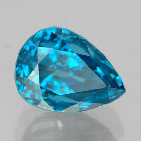 Zircone naturale blu da 7,72 ct, taglio a pera, VVS